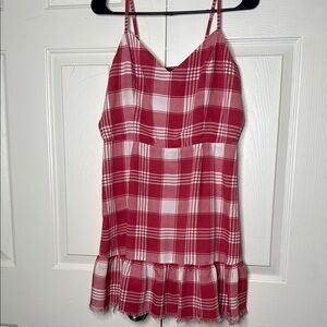 a.n.a. Red Plaid Dress